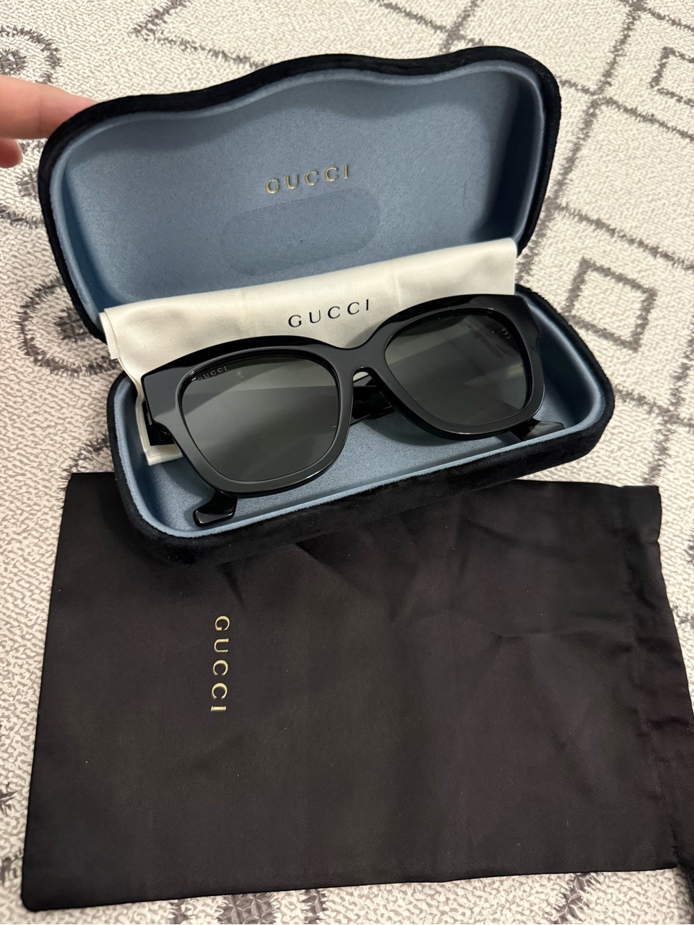Gucci Black Oversized Square Sunglasses